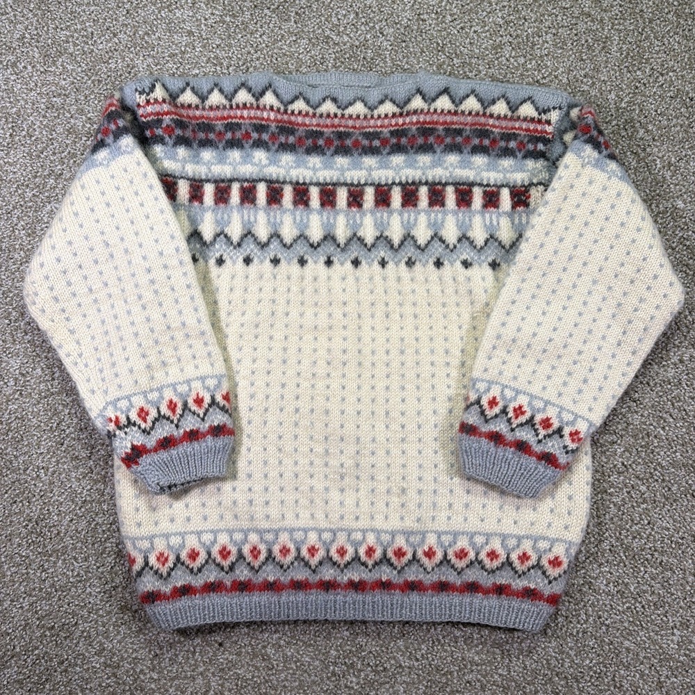 70s Hand Knit Norwegian Wool Sweater Fair Isle 109% Wool Quality Sweater Medium